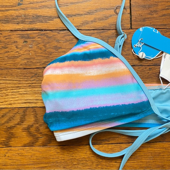 Cupshe Waterfront stripe wrap around multicolored bikini size small - Picture 7 of 14
